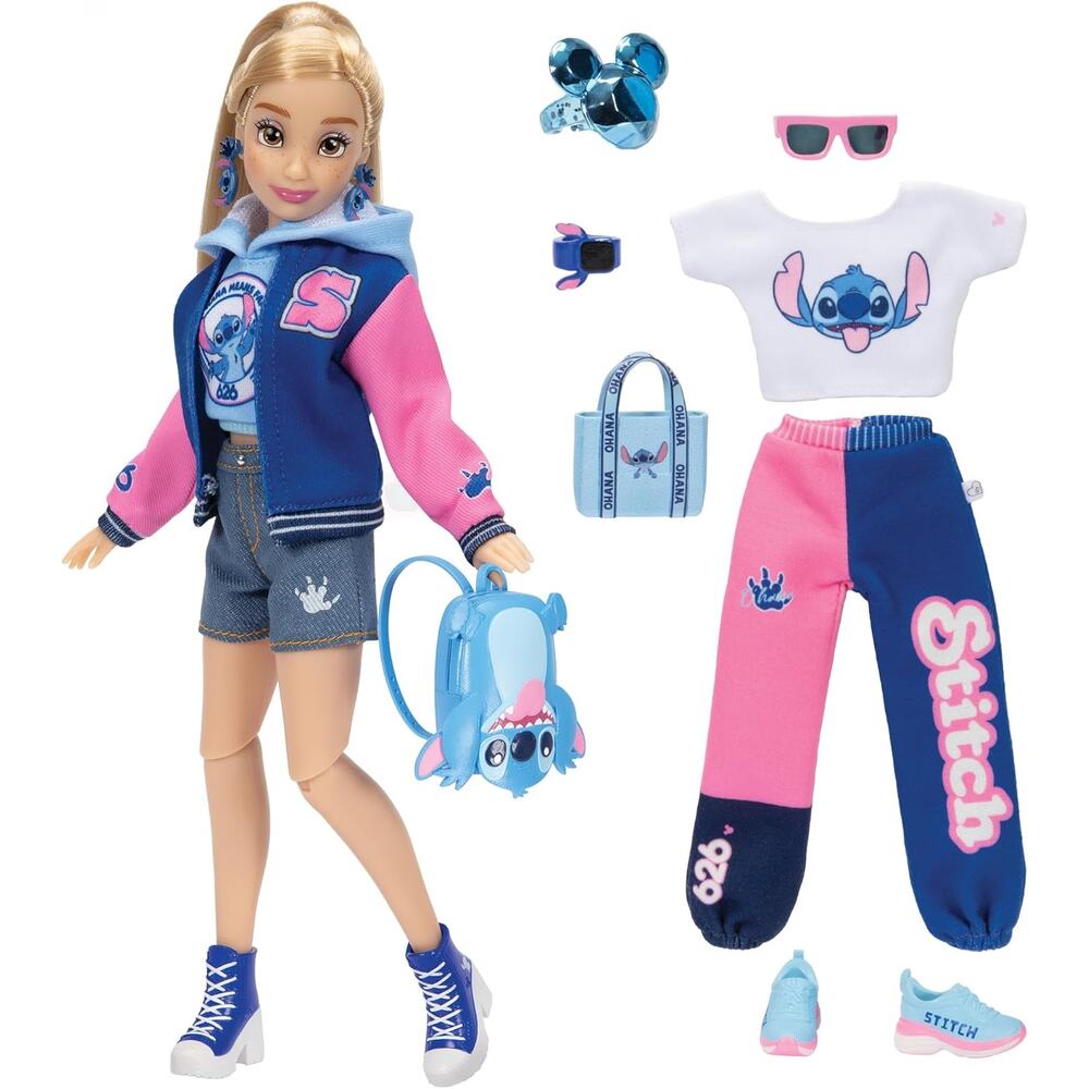 Disney ILY 4ever Fashion Doll Blonde Stitch Varsity Jacket  11.5"  2 Outfits NWT